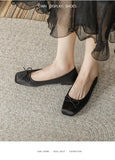 KYLETHOMASW  -  Deliate Bowtie Silk Ballerinas Woman Traf Pig Square Toe Flats Shallow Slip On Moccasins Femme Brides Wedding Shoes Pink Ballets