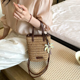 KYLETHOMASW  -  Women Mini Straw Woven Bucket Bag New Trend Summer Beach Crossbody Bags Female Cute Travel Fashion Handbags and Purses