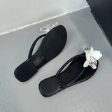 KYLETHOMASW  -  Pink Fashion Flower Ladies Flats Slippers New Summer Beach Round Toe Female Flip flops Women Flats Slippers Slides Sandals Shoes