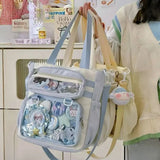 KYLETHOMASW  -  Transparent Blue Ita Bag Handbag Women Anime Portable Large Capacity Shoulder Tote Bag Female Nylon Crossbody Bags Girls