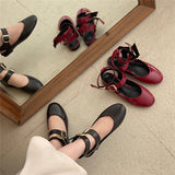 KYLETHOMASW  -  New Design Narrow Band Buckle Strap Women Flats Shoes Fashion Round Toe Party Dress Casual Ladies Shoes BIG Size 43