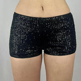 KYLETHOMASW  -  Elastic Sequin Shorts for Women's Spring and Summer Casual High Waisted Solid Color Knitted Shorts Female Clothes