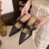 KYLETHOMASW  -  New French Style Low Heel Square Mary Jane Shoes Women's Shoes Slippers Retro Fashionable Small Leather Shoes