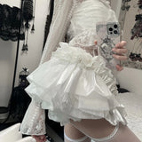 KYLETHOMASW  -  Kawaii White Mini Skirt Women Kawaii Cutecore Ruffles Bud Skirts Summer Fashion Streetwear Korean Casual Ball Gown Faldas