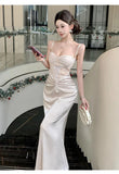 KYLETHOMASW  -  Fashion Women Evening Gown Fake 2-Piece Lace Sexy Chest Wrapped Bodycon Maxi Long Dress Elegant Lady Holiday Party Robe Vestidos