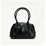 KYLETHOMASW  -  Women Y2k Rivet Handbag Retro Pu Leather Shoulder Bag Punk Style Large Capacity Zip Tote Bag Fashion Daily Party Underarm Bag