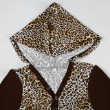 KYLETHOMASW  -  European and American leopard print five claw buckle design, shoulder length long sleeved personalized retro hooded short top