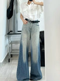 Kylethomasw Retro Gradient Boot Cut Jeans Women Y2k Streetwear Casual Loose Korean Wide Leg Denim Pants Harajuku Chic Mujer Bottoms