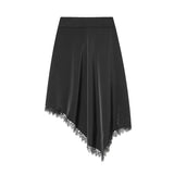 KYLETHOMASW  -  New Women Lace Trim High Waist Asymmetric Skirt
