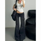 KYLETHOMASW  -  Fashion Retro Low Waist Flared Pants Denim Overalls Women's Jeans American Vintage Spicy Girl Slim Fit Boot Cut Jean Streetwear