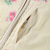 KYLETHOMASW  -  Casual Lamb's Wool Patchwork Women Coat Print 3d Flower Pocket Long Sleeve Zippers Female Jacket 2025 Autumn Winter Lady Outwear