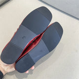 KYLETHOMASW  -  Pleated Mary Janes Flats Shoes Women Square Toe Pu Leather Comfortable Elegant Red Shoes Ladies Shallow Black Ballet Flats New