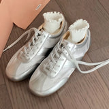 KYLETHOMASW  -  Fashionable Casual Women's Shoes 2025 Spring Summer Lace Up Round Toe Low Heels Sneakers Outside Comfy Flat Sneakers Mujer