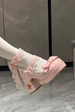 KYLETHOMASW  -  Lovely Girls Lolita Butterfly Knot High Heels Platform Shoes ,Young Women Students Cute sakura Wedding Dress Mary Janes