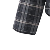 KYLETHOMASW  -  Ethnic Women Gray Plaid Wave Quilting Full Sleeve Loose Coat Outerwear Autumn Winter Covered Buttons O Collar Quilted Jacket