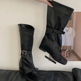 KYLETHOMASW  -  Black Wedge Sandals Woman Thong High Heels Summer Long Boots Fashion Belt Buckle Gladiator Shoes 2025 Designer Sandal Femmes