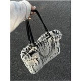 KIylethomasw Vintage Plush Handbag Women New Fur Chain Large Capacity Shoulder Tote Bag Female Harajuku Aesthetic Y2k Handbags 2023