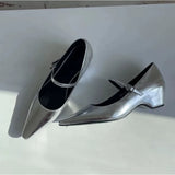 KYLETHOMASW  -  Pointed Toe Women Shoes Buckle Strap Solid Color Retro Designer Brand 5CM High Heel Shallow Female Shoes Concise Casual Shoes