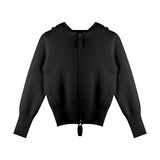 Kylethomasw Double Zipper Cropped Knitwear Basic Zip Up Hooded Knitted Cardigan Slim Long Sleeve Sweaters for Women Winter Clothes