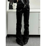 KYLETHOMASW  -  American Vibe Y2k High Waist Plus Size Jeans Women Rivet Design Micro Flare Slim Jeans Spicy Girl Streetwear Daily Casual Pants