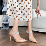 KYLETHOMASW  -  High Heel Sandals Women's Summer French Word with High-heeled Bag Head Sandals Womens New Rhinestone Pointed Stiletto High Heels