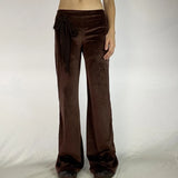 KYLETHOMASW  -  Skin tone, low waist, three-dimensional bow tie, wide leg pants, temperament, velvet drape, casual pants