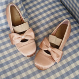 KYLETHOMASW  -  Women's Bow Mary Jane Shoes Square Satin Low Heel Flat Shoes Elegant Strap Ladies Pumps for Wedding Office Daily Wear Shoes