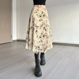KYLETHOMASW  -  Women's Fashion Printed Milk Silk Skirt Low Waist Slimming Hot Girl Mid-Length