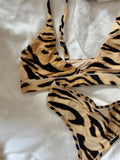 KYLETHOMASW  -  Tiger Striped Bra Set Woman Deep V-neck Adjusted-strap Seamless Bras+Low Waist Panties Casual High Elasticity Lingerie Sets New
