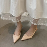 KYLETHOMASW  -  Fashion Low Heel Footwear Shallow Women Heeled Sandals Shoes Casual Female Pointed Toe Ladies Sandals Slip On Shoes Pumps