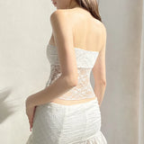 KYLETHOMASW  -  style sexy one shoulder lace patchwork bow decoration without trace strapless girl's feeling pure desire backless top