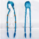 KYLETHOMASW  -  Anime LOL Jinx Cosplay Wig Long Braided Blue Wig with Blue Braid Heat Resistant Synthetic Hair Wigs