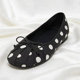 KYLETHOMASW  -  Luxury Designer Ballet Flats Women Bow Decoration Polka Dot Pleated Design Dress Shoes for Girls Elegant Party Mary Jane Shoes