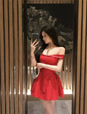 KYLETHOMASW  -  Woman Dress Sexy Strapless Slash Neck Off Shoulder Elegant Solid Sweet Princess Party Mini Dresses Female Cocktail
