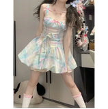 KYLETHOMASW  -  Rainbow Dresses Women Sweet Sleeveless Bow Slash Neck Sweet Elegant Summer Fashion Bud Mini Dress Female Casual Party