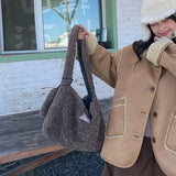 KYLETHOMASW  -  High-capacity Kawaii Grunge Underarm Bag All Match Lamb Wool Y2k Aesthetic Shoulder Handbags Fashion Streetwear Top-Handle Bags