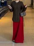 KYLETHOMASW  -  Autumn and Winter Knitted Long Skirt Women's French High-waisted A-shaped Skirt