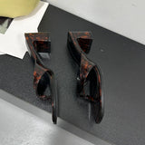 KYLETHOMASW  -  Spring Summer Women Heeled Slippers Shoes Pumps Fashion Shallow Ladies Square Heels Slippers Slides Female Flip flops Sandals