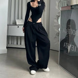 KYLETHOMASW  -  Oversized Women Grey Sweatpants Y2k America Style Retro Baggy Pants Casual Sports Streetwear Hip Hop Trousers Joggers