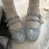 KYLETHOMASW  -  Women Genuine Leather Bow Mary Jane Shoes Shallow Ballet Style Women Shoes Outdoor Casual Comfortable Flat Shoes Fashionable