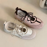 KYLETHOMASW  -  Retro Style Silver Mary Jane Shoes, Lace-Up, Round Toe, Hidden Heel, Casual Flats, Ballet Flats, Deep Mouth Fashion Flats