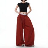 KYLETHOMASW  -  American Retro Letter Print Drape Paratrooper Casual Pants Loose Straight Tube Pants for Men And Women Drawstring Design