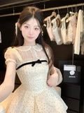 KYLETHOMASW  -  Summer Kawaii New Two Piece Set Women Chiffon Blouse+sleeveless Strap Dress Female Casual Lolita Japanese Princess Suit