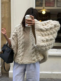 KYLETHOMASW  -  Loose Knitted Women's Sweater High Neck Wide Long Sleeve Female Knitwear Tops 2025 Autumn Winter Fashion Oversized Lady Pullover
