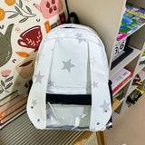 KYLETHOMASW  -  Women Kawaii Rabbit's Ears Backpacks All Match Star Printing Casual Ita Bags Transparent Y2k High-capacity Students Schoolbags