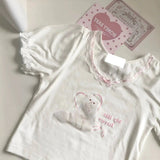 KYLETHOMASW  -  Chic Short Sleeve T-Shirt Women's Summer Dopaamine Sweet Short Style Cat Lace Trim Cotton Polyester Print round Neck Top