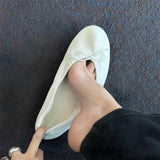 KYLETHOMASW  -  French Silk Round Toe Ballet Shoes In Bright Colors Light Bow Soft Sheepskin Commuting Shoes Elegant Comfortable Autumn Shoes
