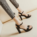KYLETHOMASW  -  High Heel Sandal for Women Increasing Height Buckle Espadrilles Platform Female Shoe High-heeled Block Clogs Lacquered Girls Fas