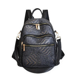 KYLETHOMASW  -  Large Capacity Women Casual Backpack Top Handle All-match Ethnic Style Shoulder Bag Pu Daypack Mini Travel Backpack Outdoor