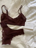 KYLETHOMASW  -  Lace Bra Set Woman Adjusted-strap Seamless Bras+Low Waist Panties Female Casual Simple Solid High Elasticity Lingerie Sets